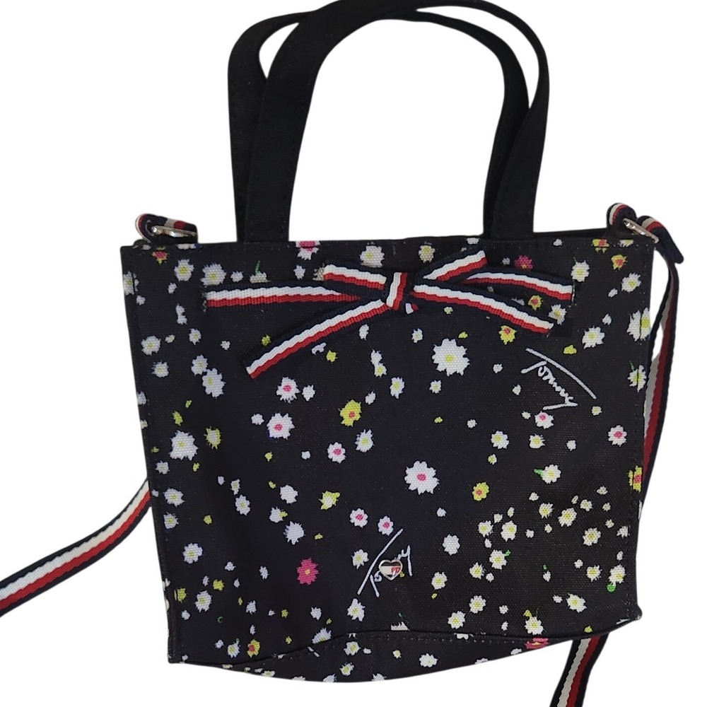 Tommy Hilfiger Floral Canvas Mini Tote Bag Crossbody Strap kids size